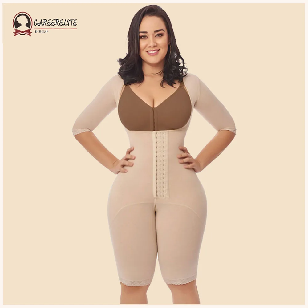 Postpartum Recovery Bodysuit With Three-Hooks Medium Sleeves Fajas Shapewear Women  Body Shapers Colombianas Corset Waistcoat