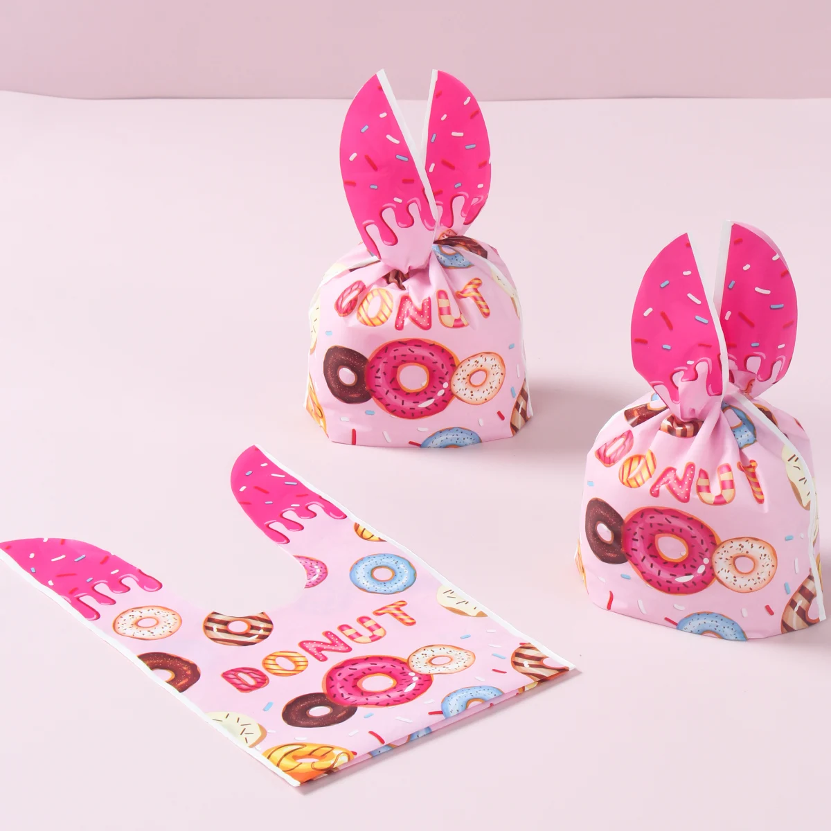 Donut Rabbit Gift Bags Candy Biscuit Packing Bag Donut Happy Birthday Party Decor Kids Birthday Party Supplies Favor Baby Shower