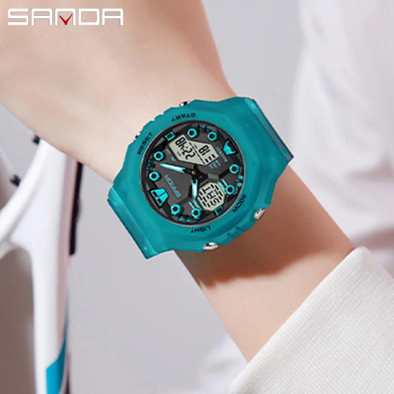 SANDA G style ساعات رياضية خارجية للرجال LED ساعة يد رقمية عسكرية مقاومة للماء تاريخ ساعة إلكترونية صبي فتاة كرونوغراف