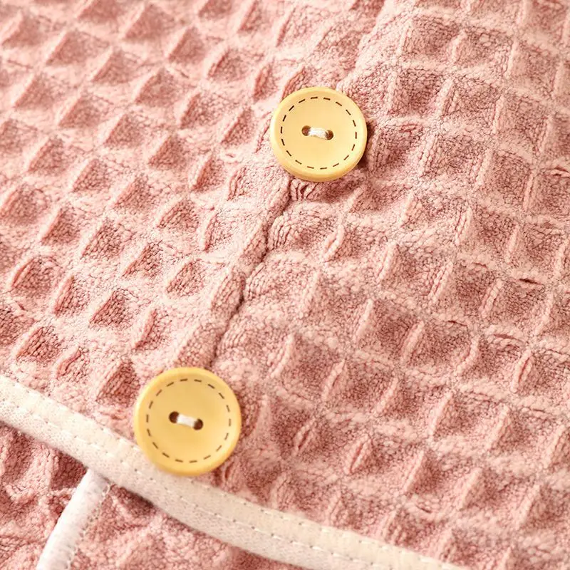 Waffle Weave Hair Drying Towel Wrap, Ultra Absorbent Fast Dry Microfiber Turban With Button, Soft Breathable Head For Women