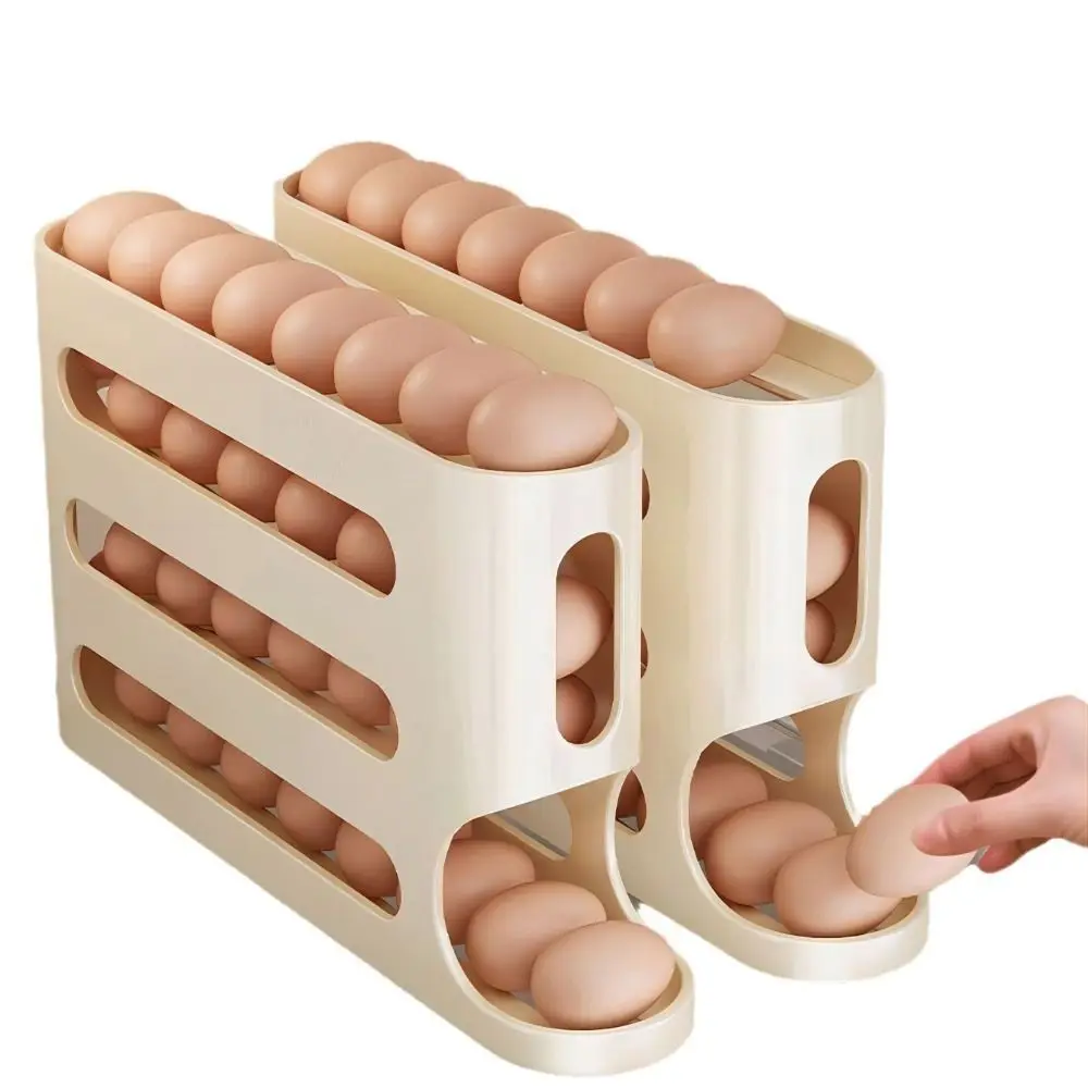 4 Layers Automatic Scrolling Egg Rack Holder Large-capacity Automatic Scrolling Egg Storage Box Household Egg Container