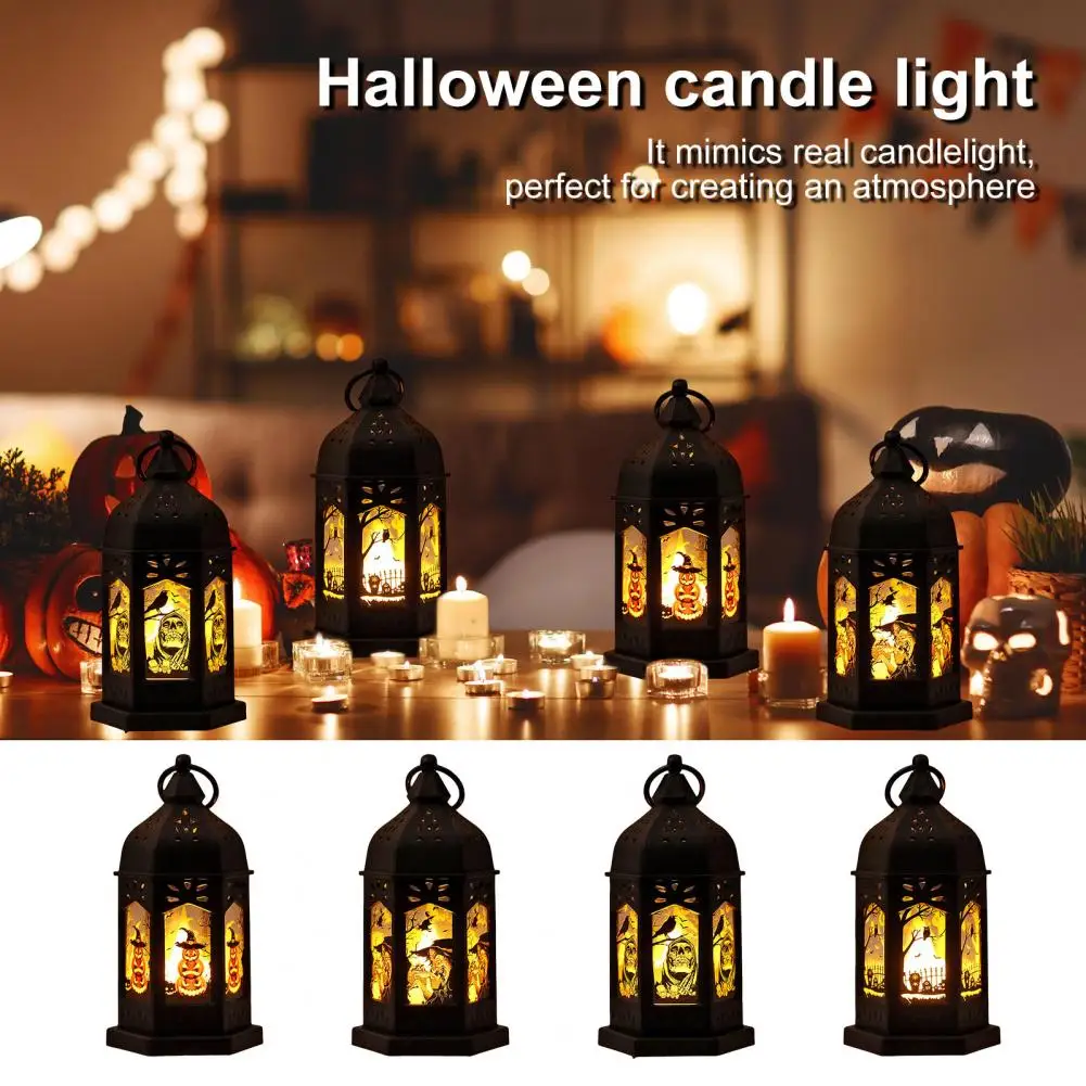 Mini Decorative Lantern Halloween Castle Flame Lanterns Battery Operated Led Lights for Spooky Table Decor Mini for Halloween