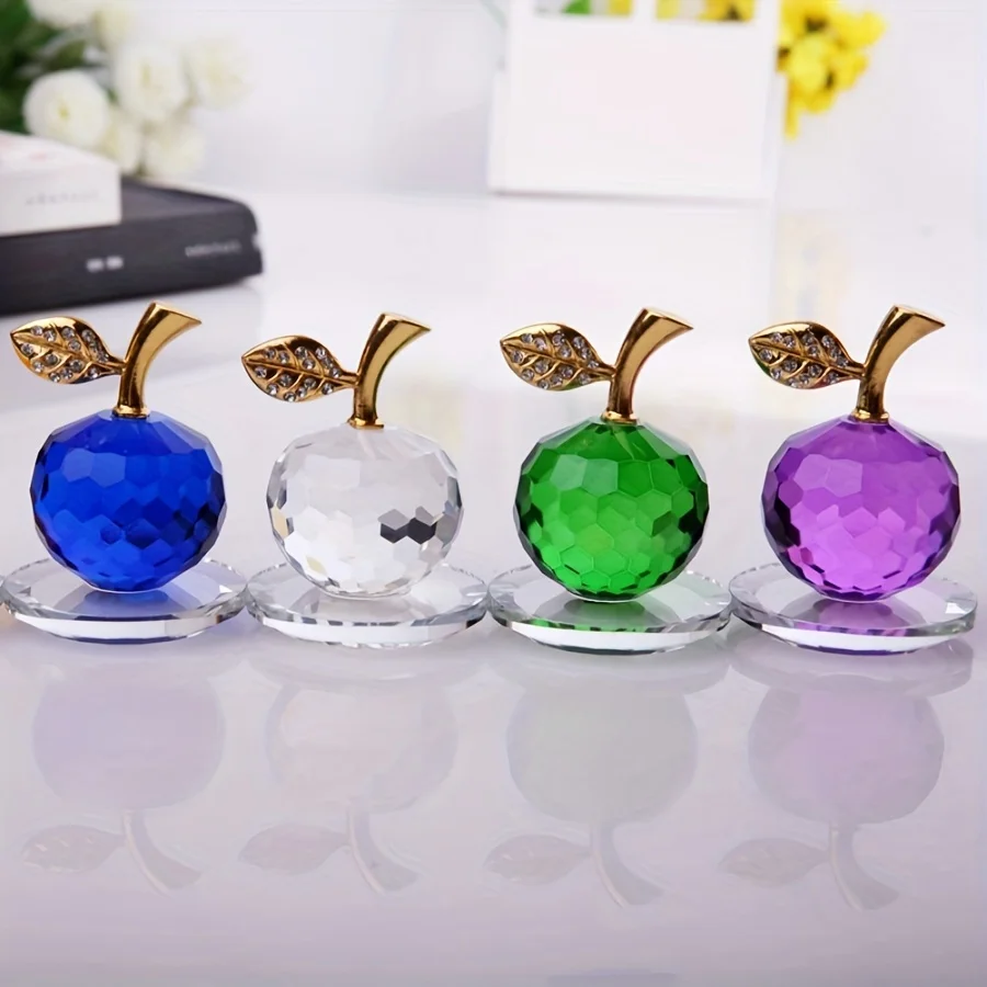 1pc Apple Design Decoration Craft, Modern Artificial Crystal Decoration Object For Home,Artificial Crystal Fruit Decor Craft