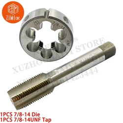 1PCS 7/8-14 Die 1PCS 7/8-14UNF Tap HSS Set UNF Machine Thread Tap Round Thread Die Right Hand CNC tool metal lathe cutting tools