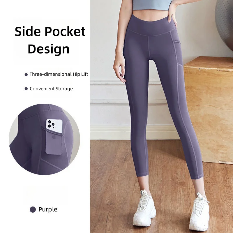 Jogger z wysoką talią Siatkowa kieszeń boczna Fitness Gym Legging Strój sportowy dla kobiet Yoga Wear Tight Gym Workout Running Bike Clothing