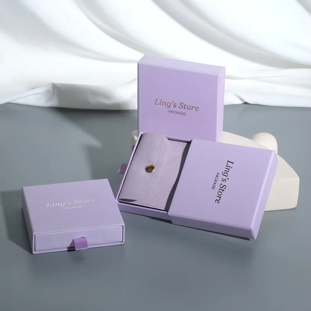 50Pcs Popular Jewelry Paper Drawer Box Wedding  Packaging Case Cardboard 2.5cm Thickness Case Can Personalized Print Logo