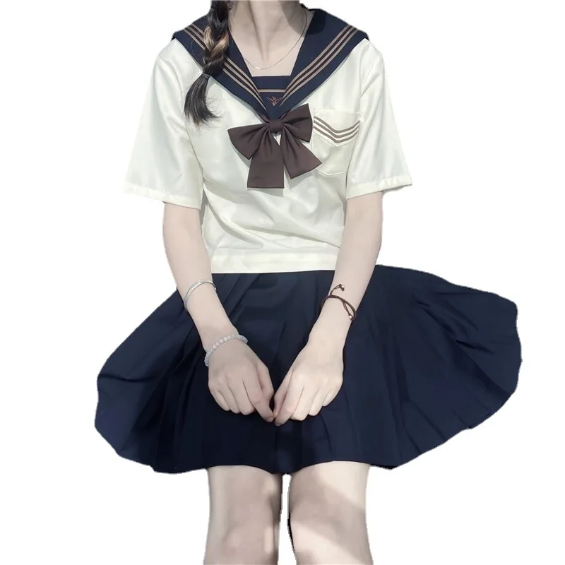 Abito Jk per ragazza uniforme scolastica giapponese Abito sexy a maniche lunghe da donna con tre cravatte primaverili e autunnali