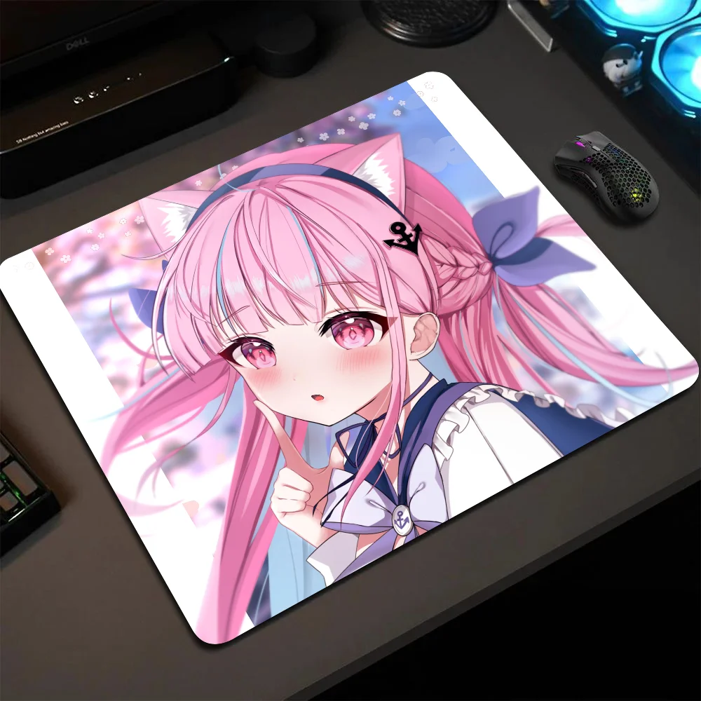 Aqua Minato Virtual Youtuber Hololive Girl Mousepad Small LockEdge Mouse Pad For Gamers Computer Desk Pad Anti-slip Rubber