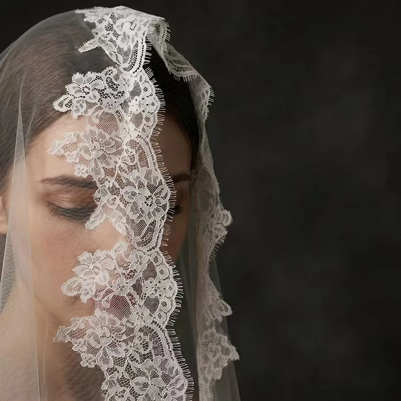 Bring a Comb mantila Wedding Veil Full Lace Edge Cathedral Bridal Soft Veil Wedding Accessories Doda Velo De Novias Customized