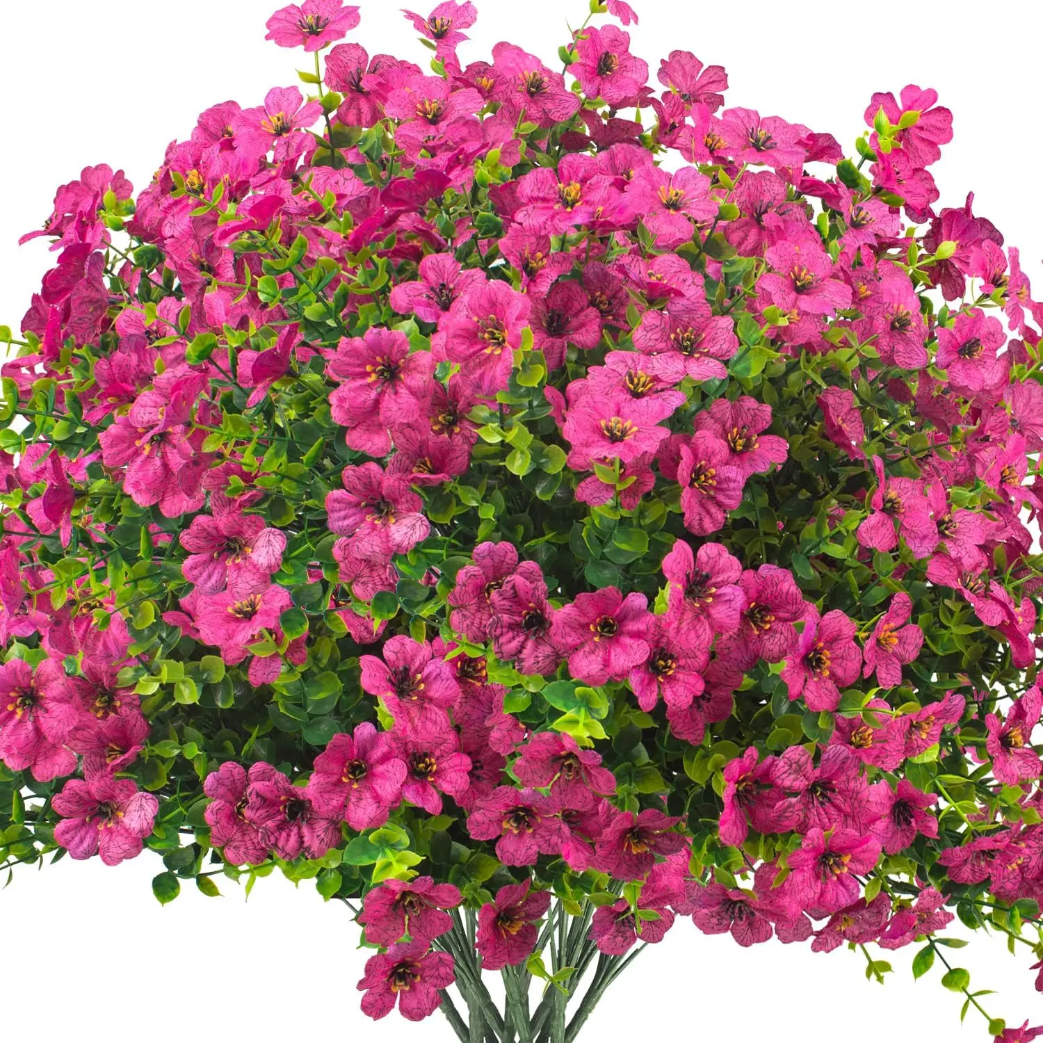 

16 пучков реалистичных шелковых цветов маргариток, устойчивых к УФ-излучению, для декора уличных террас, патио и садов, в красно-фиолетовых тонах