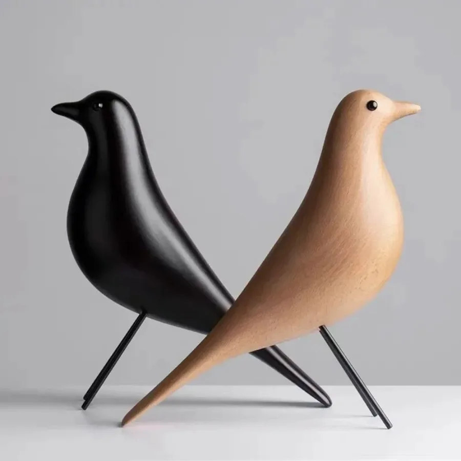 

Nordic Simple Ins Wooden Bird Ornaments Creative Home Decor Animal Statues Wood Solid Wood Bird Sculpture Crafts Birthday Gift