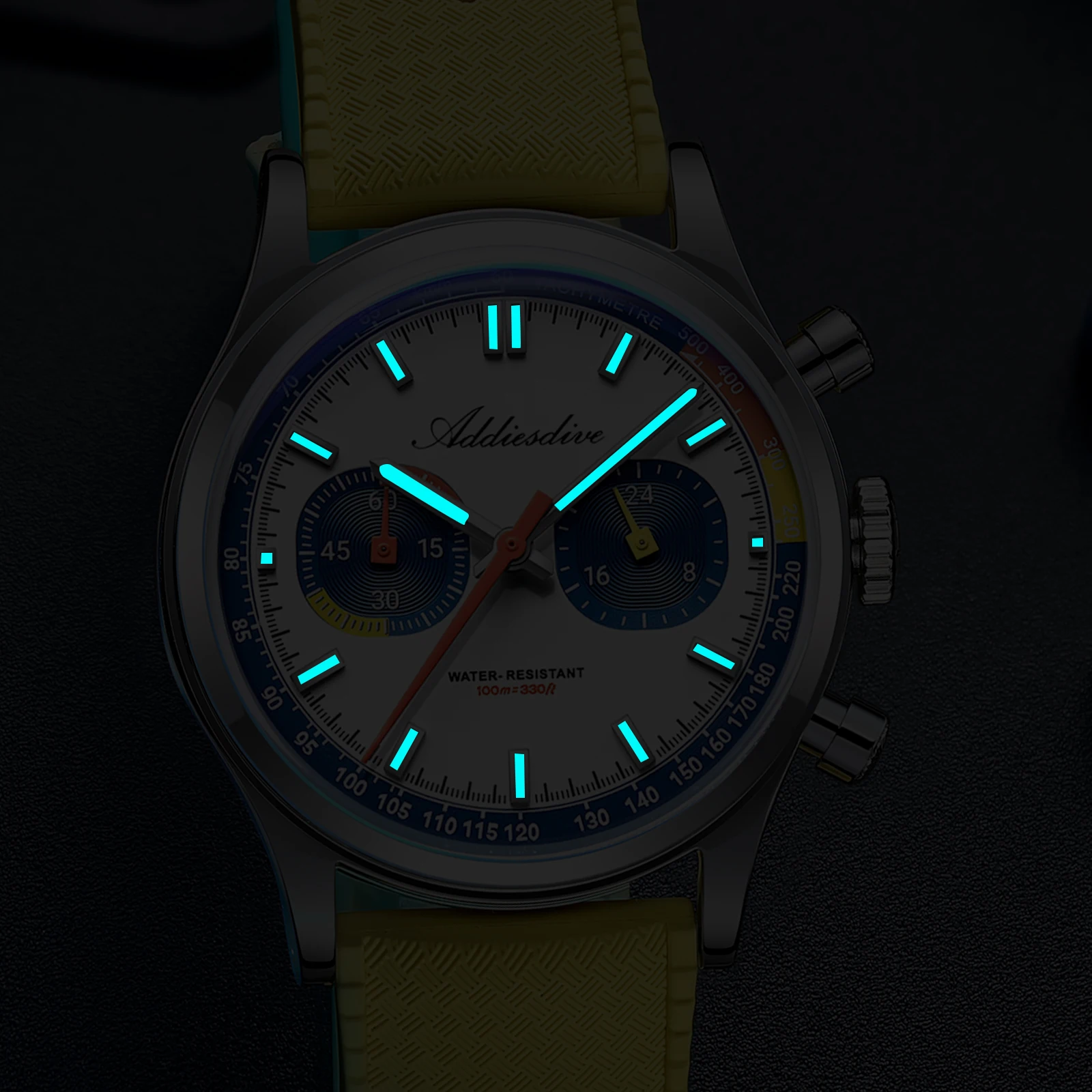ADDIESDIVE 38mm AD2549 Men's Luxury Wristwatch 10Bar Waterproof with Timing Function Watches BGW9 Super Luminous Quartz Watch