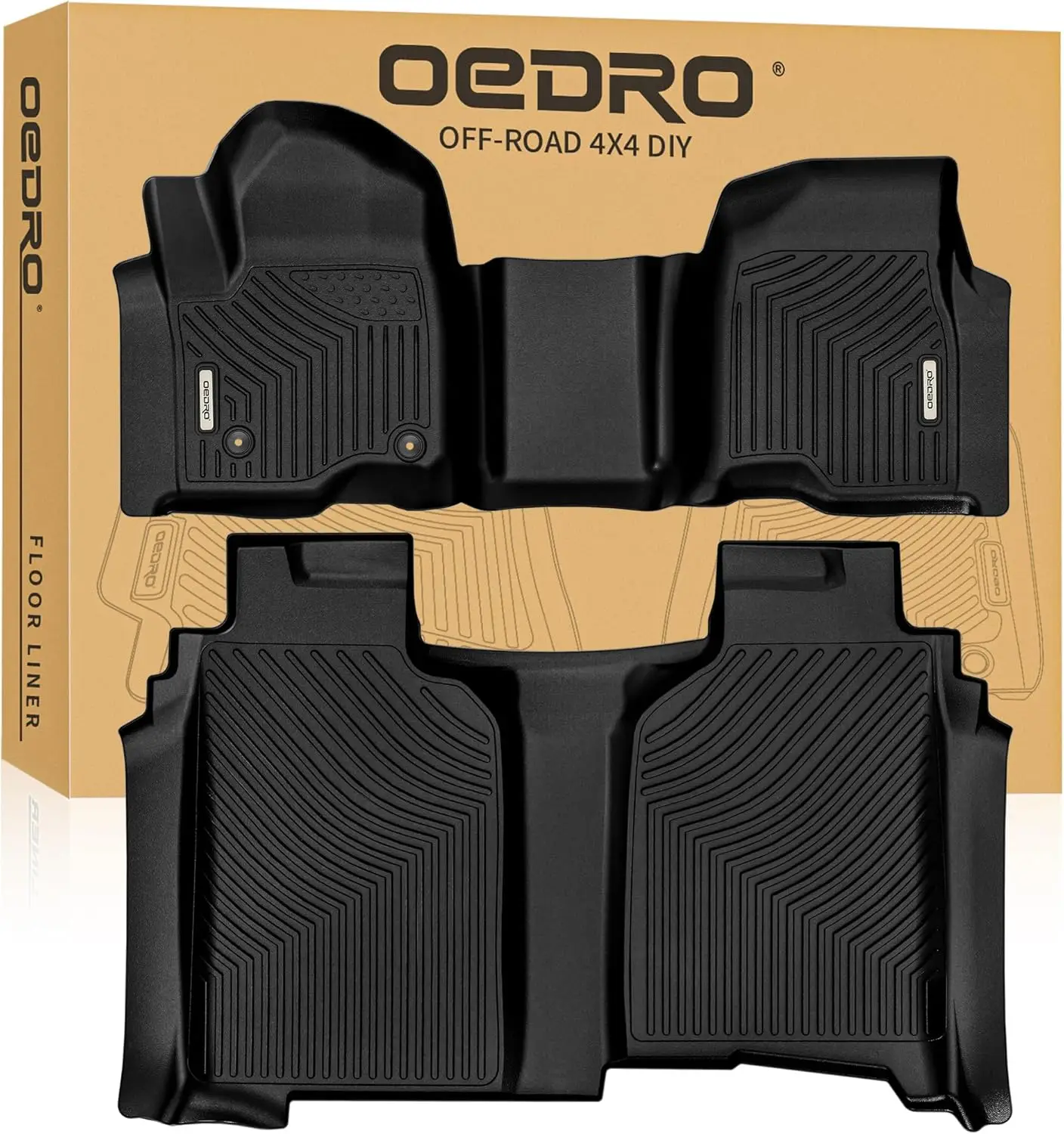 

All-Weather TPE Floor Mats for Chevy Silverado/GMC Sierra 2019-2026 Crew Cab, Black