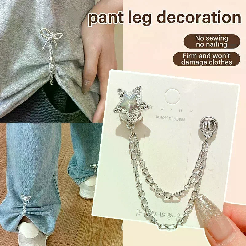 2pcs Magnetic Clothing Clip Chain Metal Jean Buttons Scarf Trouser Cuff Fixing Pins No Slip Strong Hold