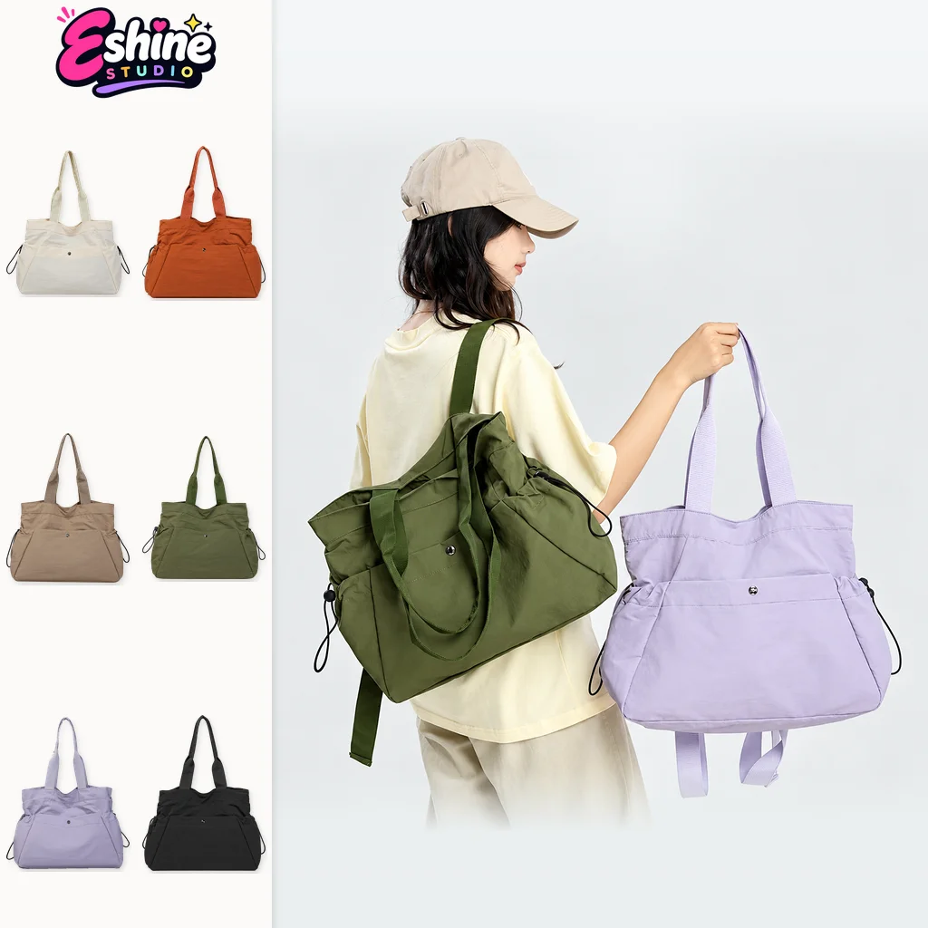 Convertible Tote Backpack Women Large Nylon Shoulder Bag Magnetic Snap Multi Pocket Zipper Work Travel Handbag