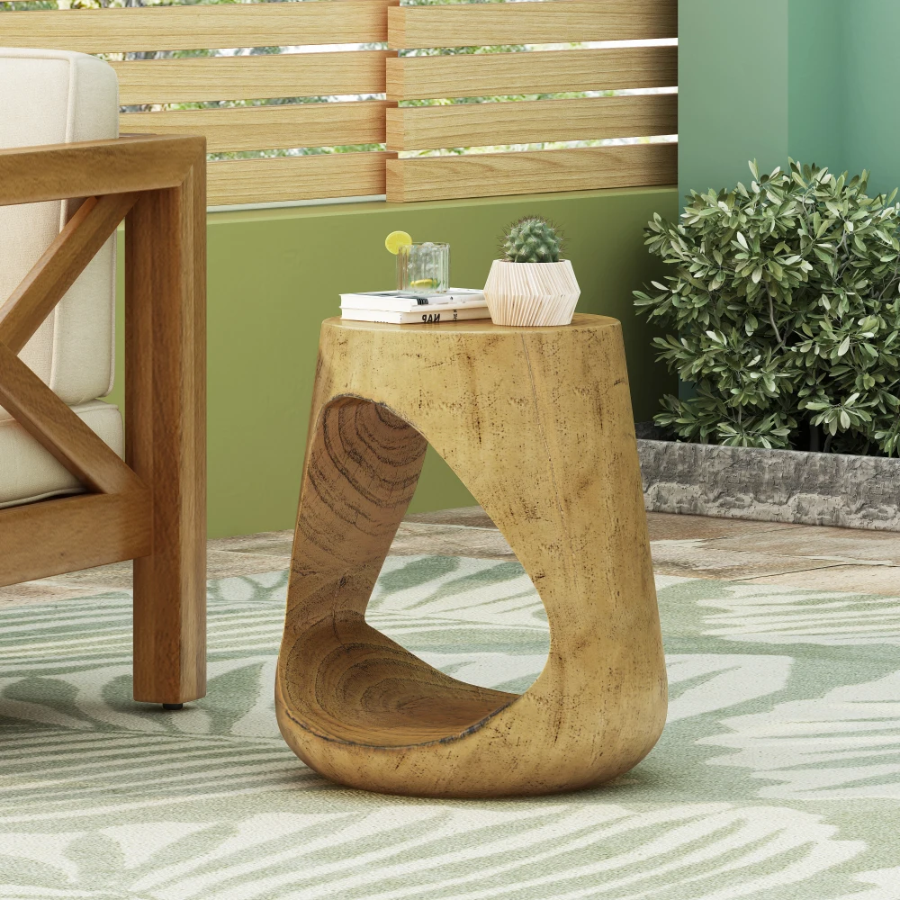 Hollow Side Table, Wood-like Texture, Natural Color Furniture  Side Table