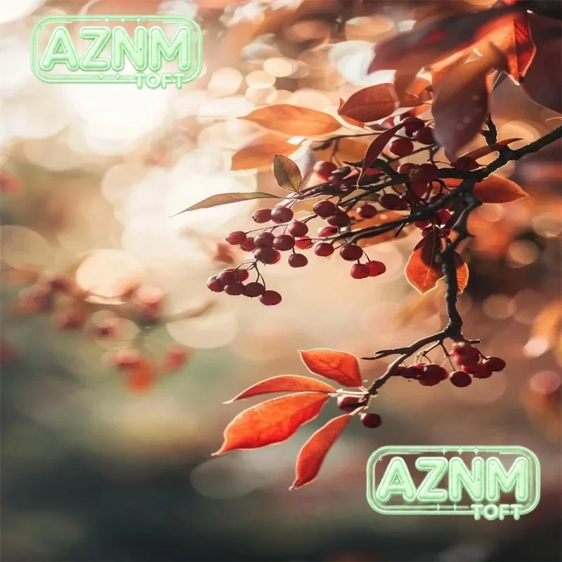 Modern Autumn Natural Scenery Poster Fall Red Berries Leaves Botanical Canvas Painting Wall Art for Living Room Home Decor Mu