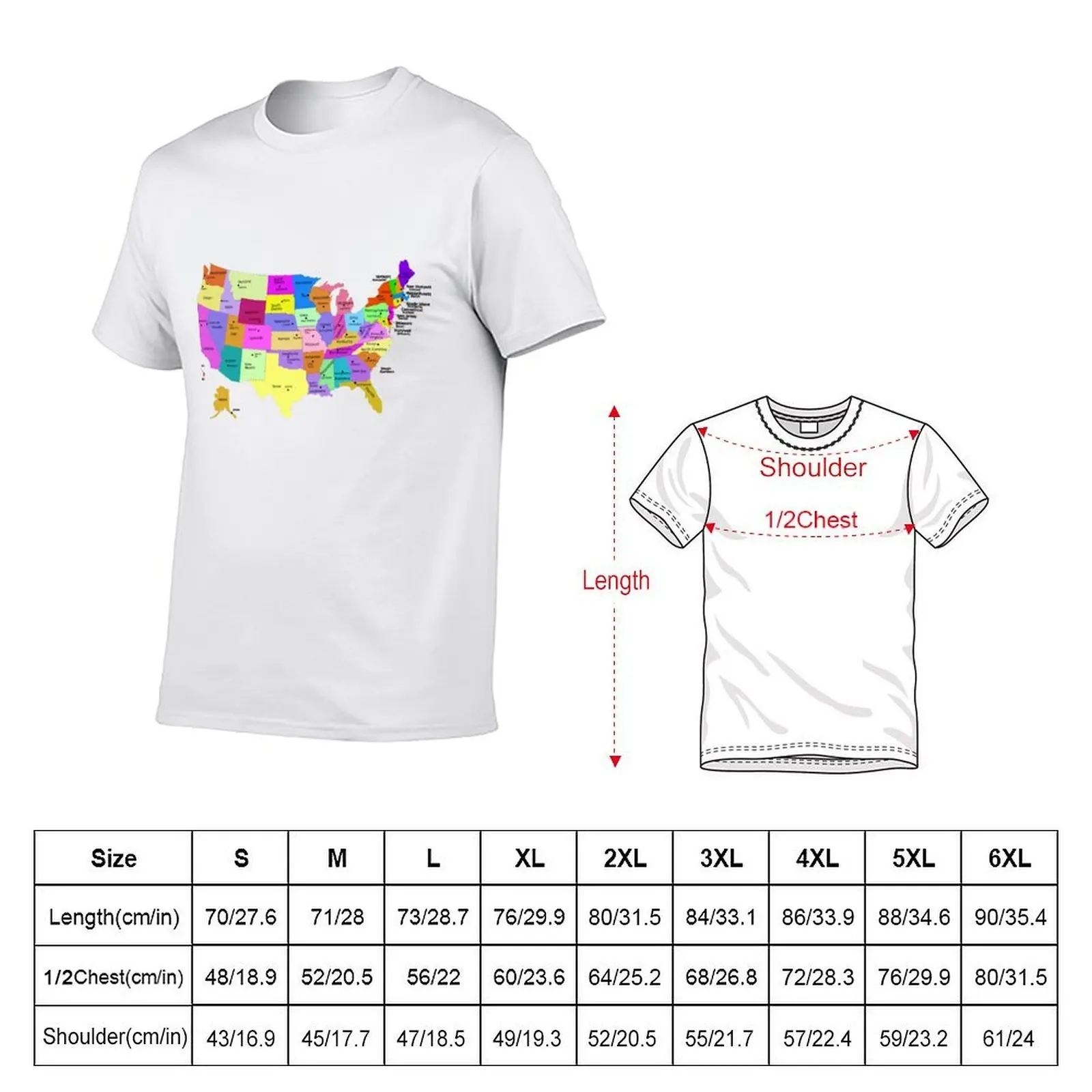 United States Map With Capitals (Fixed) T-Shirt man t shirt heavy cotton t shirts for man graphic tees T-Shirt
