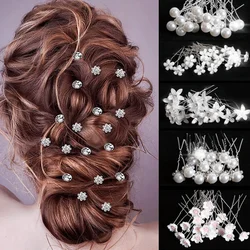 20pcs Pearl Rhinestone Wedding Hair Bridal Accessories Women Pearl Rhinestone U-shaped Pin Metal Barrette Clip Ornaments Jewelry