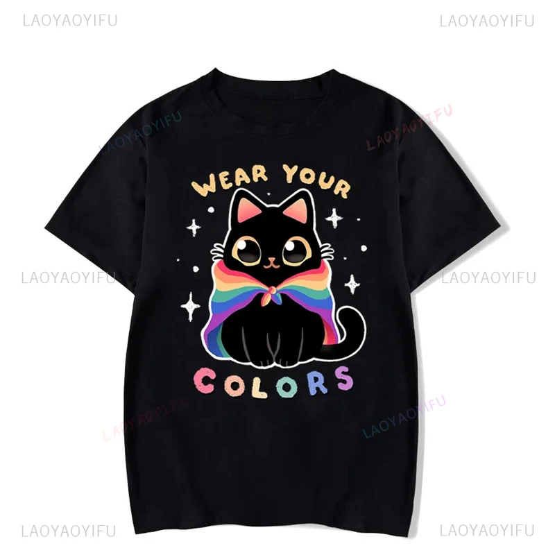 Wear Your Colors Lgbt Kawaii T Shirt Graphic Male Camisetas Streetwear Aesthetic New Arrival O-neck Unique Printed T-shirt Top