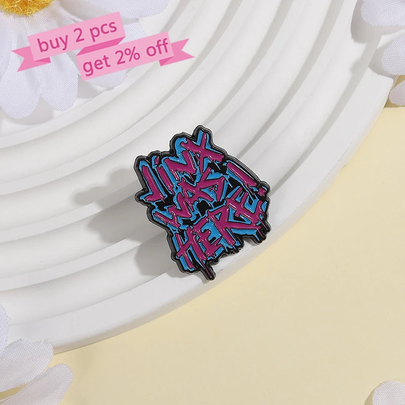Jinx Was Here! Enamel Pins Custom Halloween Horror Text Brooches Lapel Badges Clothes Punk Gothic Jewelry Gift for Friends