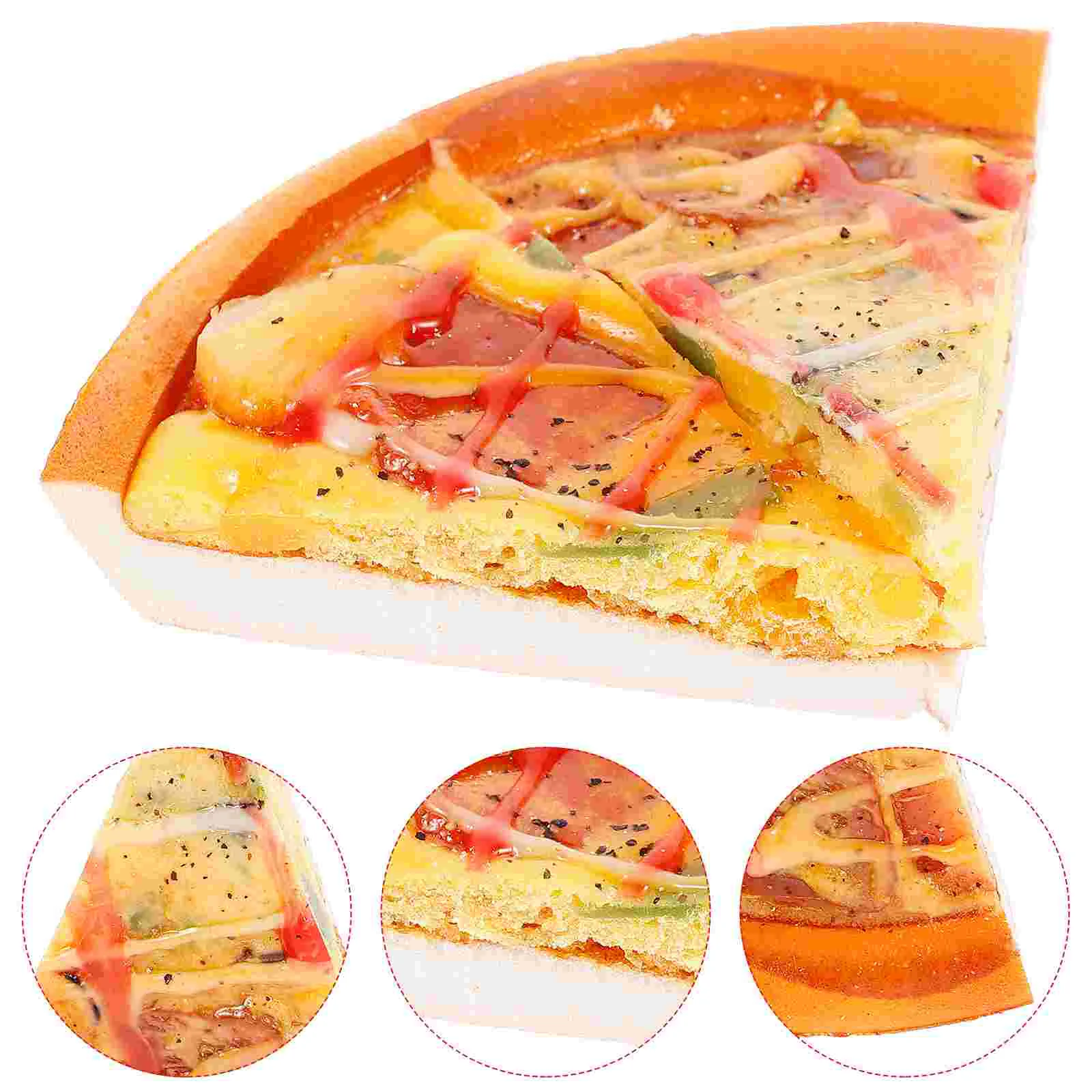 2 Pcs Decor Simulation Pizza Slice Model Pretend Fake Artificial Khaki Decoration Realistic