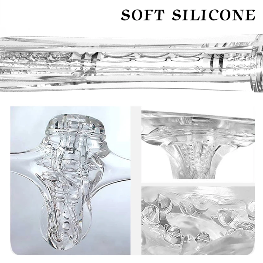 Masturbator Cup Real Touch Male Masturbator Transparent Vagina Private Parts Design Penis Pump Endurance Exerciser Sex Toys Man view 3