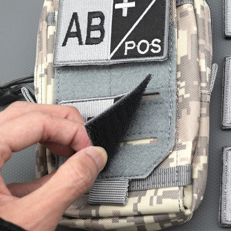 O+ A- Tactical Blood Type Embroidered Hook and Loop Patches Outdoor Military Bag Backpacks Embroidered Sticker Armband Patches