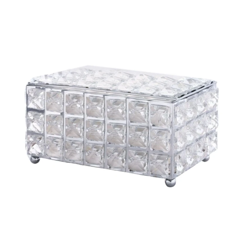 Crystal Tissue Box Nordic Simple Fashionable Table Napkins Storage Box Bar Diamond Holder Living Room Decor Gift