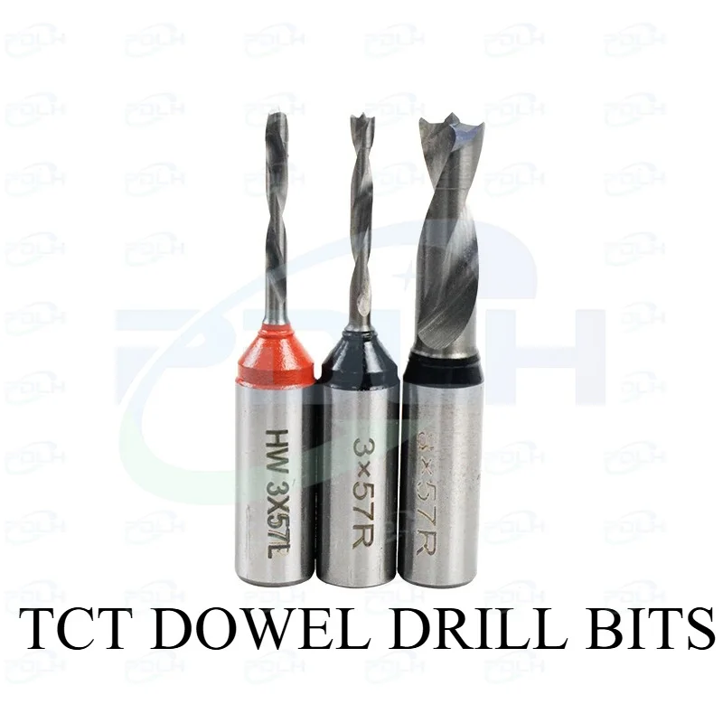 5PCS Good Quality Carbide TCT  Dowel Drill Bits  Tools CNC Router for  Machinery  Total Length 57mm