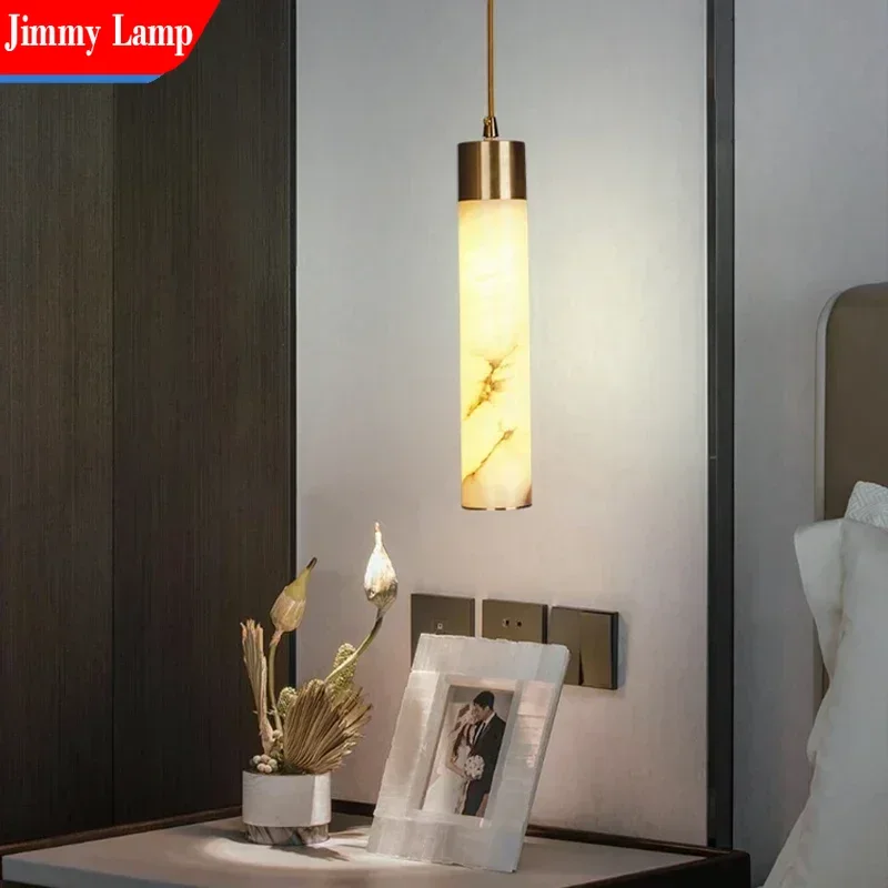 الاسكندنافية الحديثة الثريا الحجر الطبيعي قلادة ضوء الفني الخطي LED المطبخ غرفة المعيشة ديكور الإضاءة #4