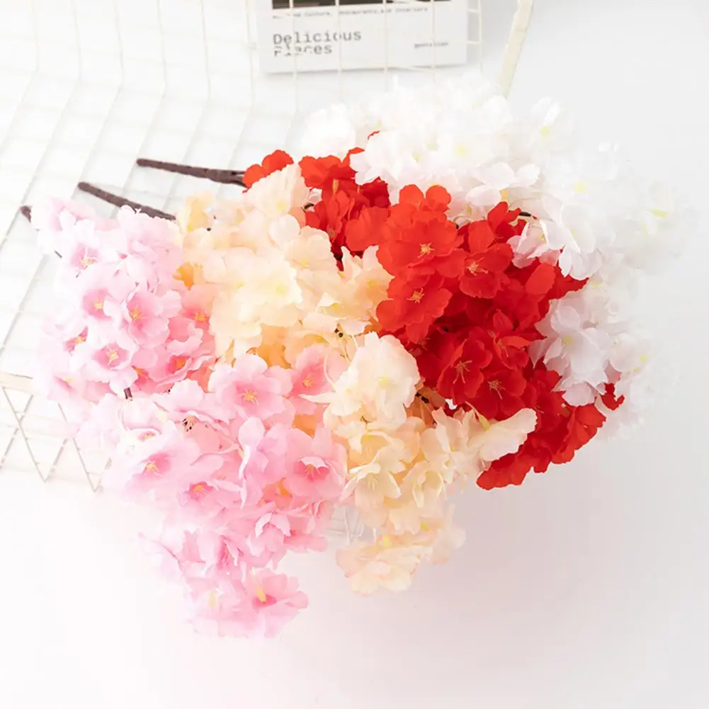 Useful Fake Flower  No Watering Portable Simulation Bouquet  Wedding Bouquet Fake Cherry Blossom