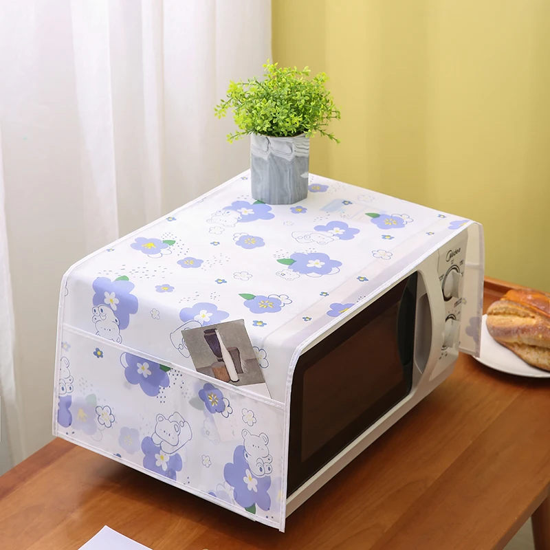 Microwave Oven Dust Cover Household Appliances Dust Cloth With Side Storage Bag Smooth Surface Waterproof Wear Resistance Covers