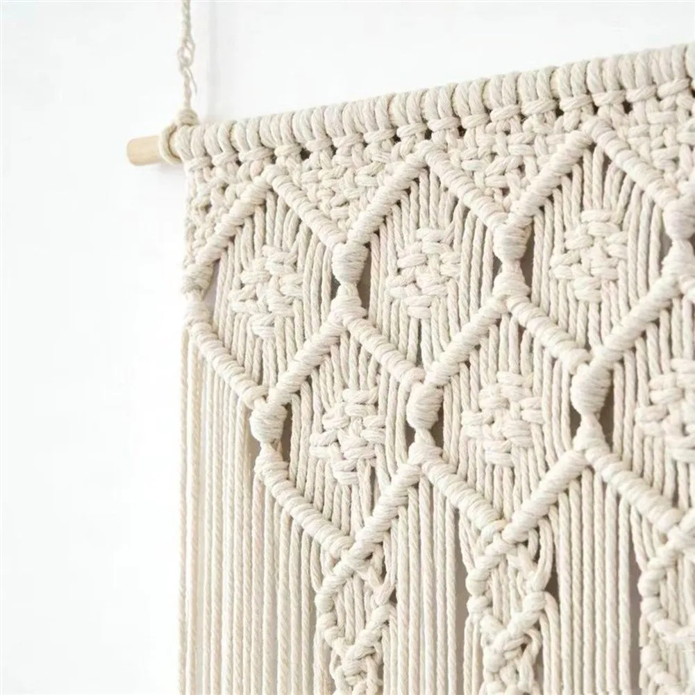 Woven Tapestry Curtain for Wedding Backdrop Bohemian Room Divider Natural Cotton Rope Wall Hanging Event Decor