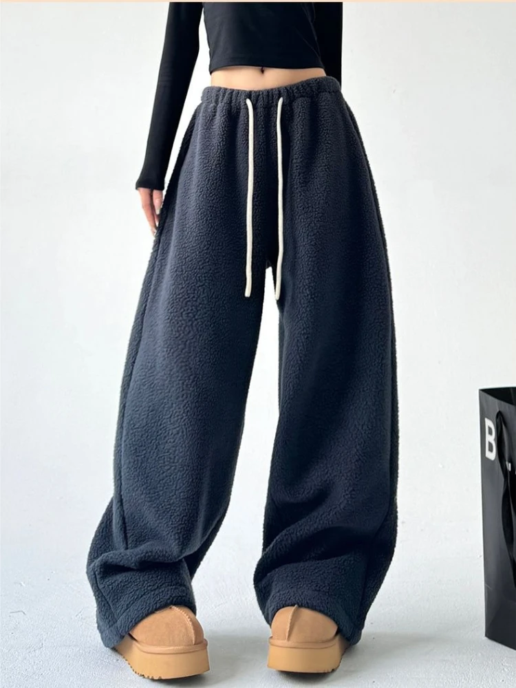 

Брюки женские в американском уличном стиле, стильные осенние уютные длинные повседневные винтажные шикарные мешковатые минималистичные спортивные брюки на шнурке