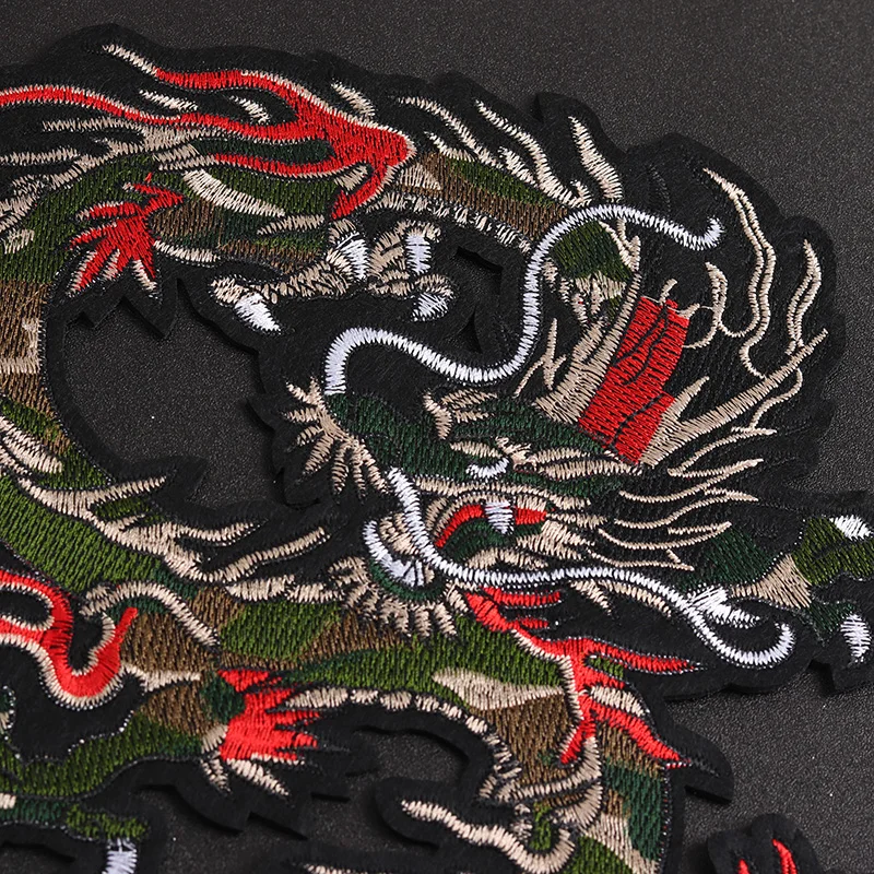 Large Chinese Loong Size: 31x23cm Embroidered Patch Iron on for Clothes Backpack Badge Diy Clothing Sticker Applique