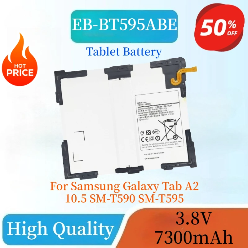 

Brand New EB-BT595ABE Tablet Battery 3.8V 7300mAh For Samsung Galaxy Tab A2 10.5 SM-T590 SM-T595 Replaceable Lithium Battery