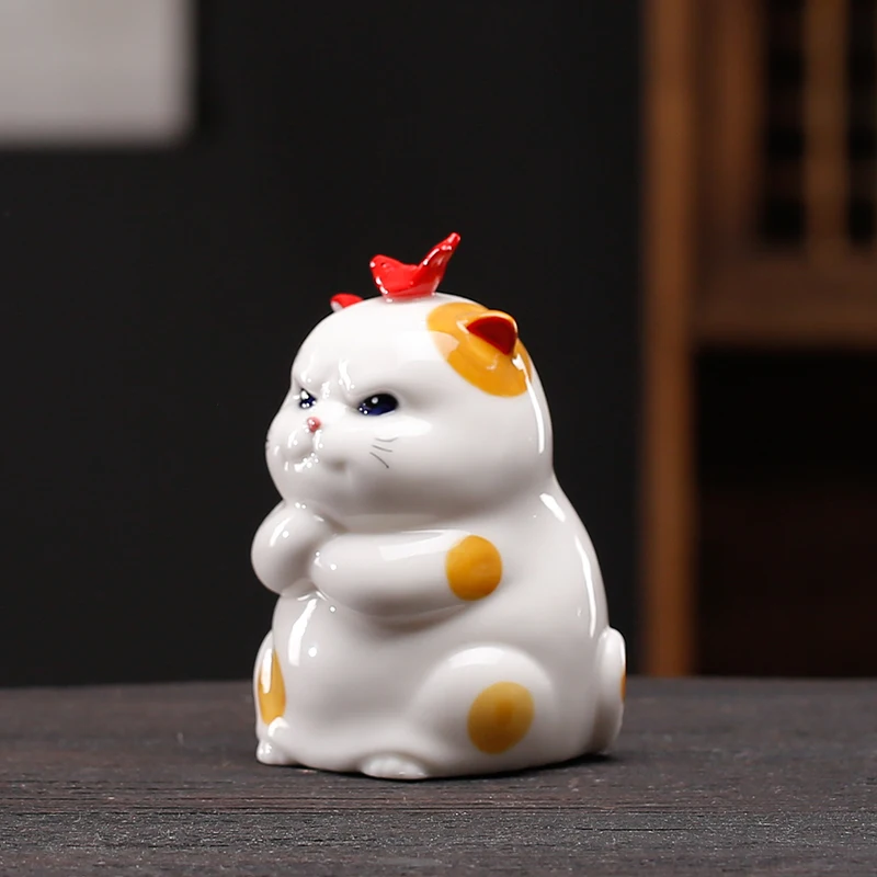 New Chinese lucky cat tea pet ornaments antique tea table desktop decorations cartoon landscape office gifts