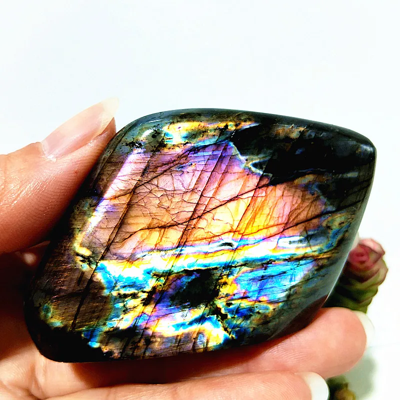 Pierres Naturelles Finlandaises Labradorite Lumineuse pour Méditation, Guérison Spirituelle, Reiki, Énergie, Feng Shui, Décoration de Chambre en Cristal