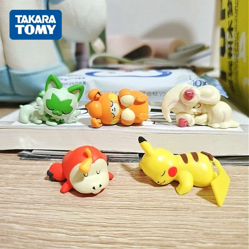 

TAKARA TOMY, натуральная аниме Pokemon Gashapon, игрушки для сна, мультяшные фигурки, Пикачу, Alcremie Fuecoco, модель декора, креативный подарок
