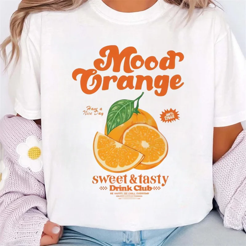 เสื้อยืดลายพิมพ์สไตล์ลำลองลายอาหารทะเล The Sweet Life แขนสั้นสำหรับใส่เที่ยวทะเล วันหยุดพักผ่อน แฟชั่นสำหรับผู้หญิง