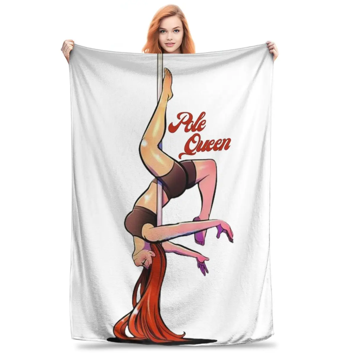 Pole Dance Queen Pole Dance Red Hair Ginger Blankets Fleece Sofa Throw Blankets For Couch Bedding Travel Throws Bedspread Quilt