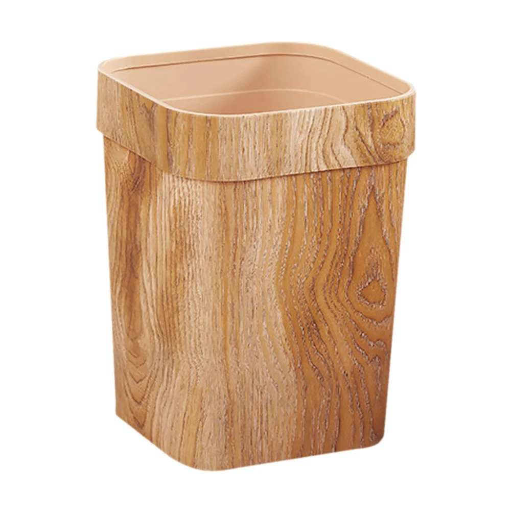 Bamboo Square Trash Can Office Decor Kitchen Waste Bins Plastic Garbage Storage Bucket