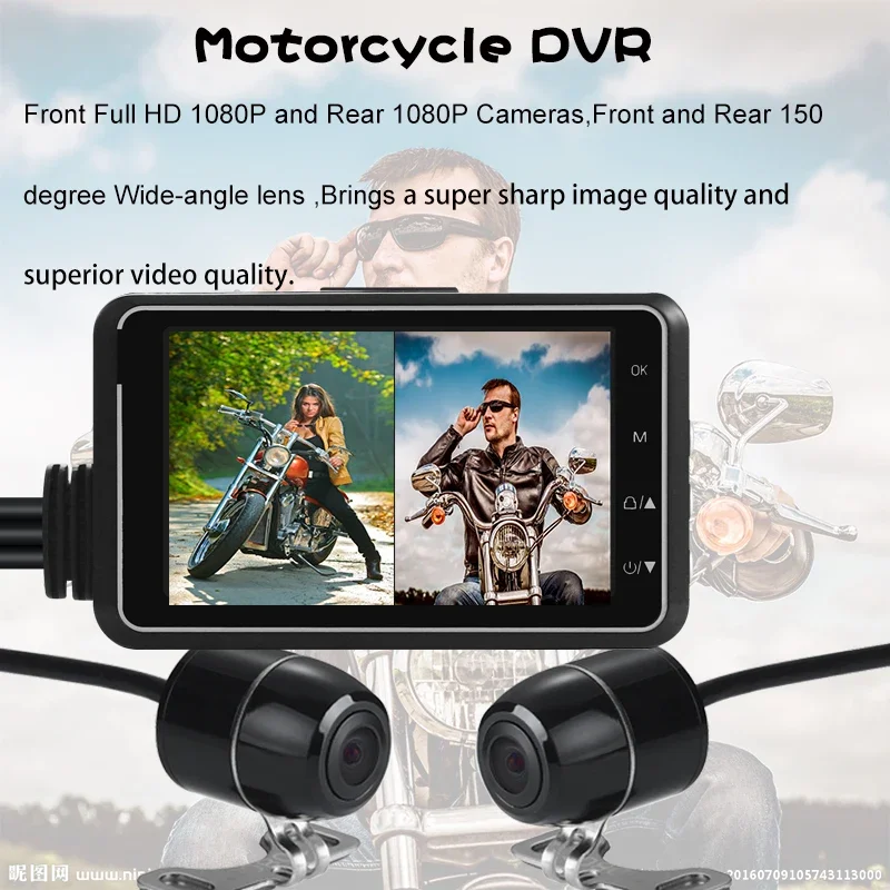 WiFi GPS Motorcycle DVR Dash Cam Full HD 1080P+1080P Front Rear View Waterproof Motorcycle Camera Black Recorder Box
