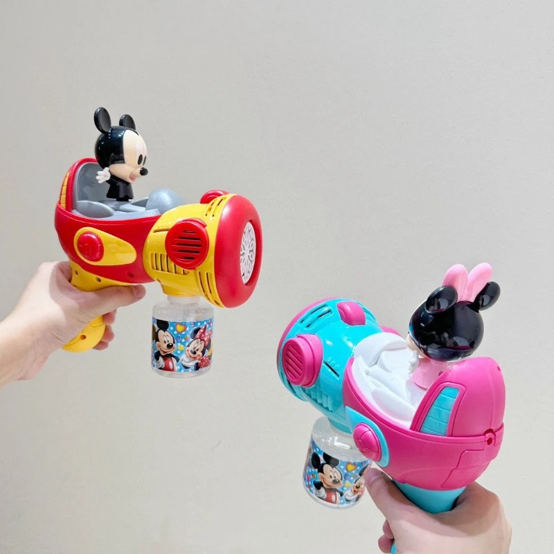 سلسلة ديزني ميكي ميني للأولاد والبنات لطيفة وبسيطة ورائعة بتصميم إبداعي كرتوني محمول باليد لعبة مسدس فقاعات كهربائي هدية