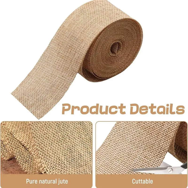 ABLN-Garden Wedding Decoration Strip 15Cm X 10M Natural Jute Ribbon Roll Burlap Fabric Tape Rustic DIY Craft Gift Wrapping