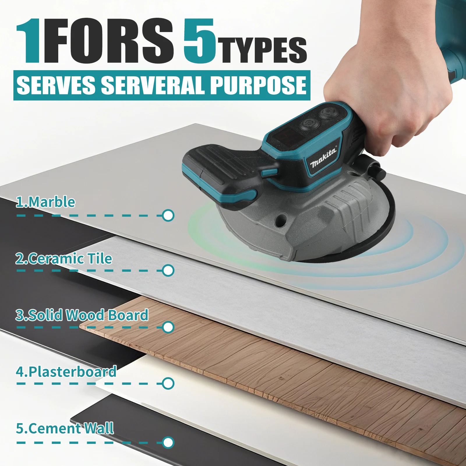 

Makita 18V Tile Laying Machine with 8 Speed Adjustment High Capacity for Wall & Floor Vibration Home Decoration Tool