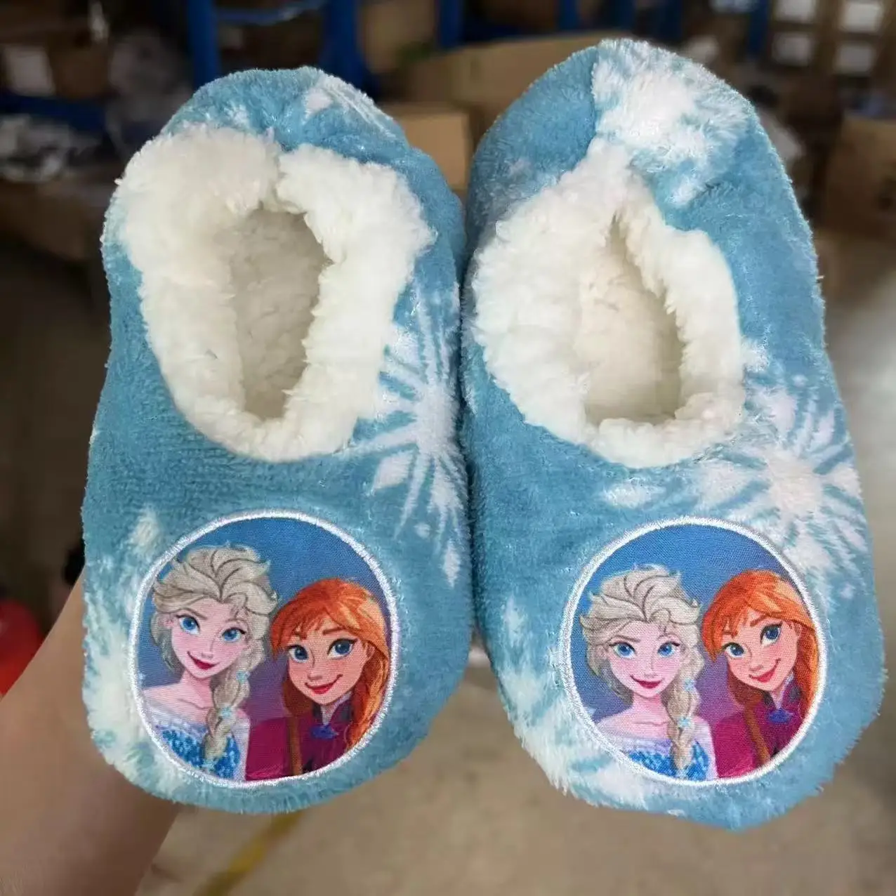

Winter Baby Girl Cotton Slipper Princess Cartoon Frozen Elsa Print Children Soft Indoor Anti Slip Kid Sock Home Floor Shoes 3-7T