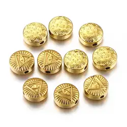 5pcs Stainless Steel Evil Eye Beads Round Gold-plated Spacer Bead for DIY Bracelet Necklace Craft Parts Jewelry Making Material