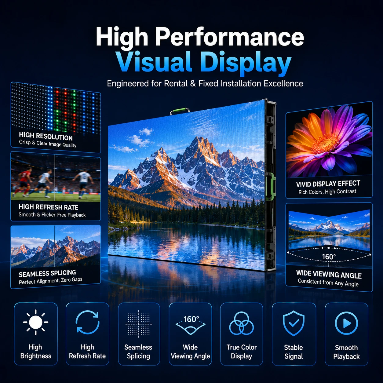 4K 8K Indoor Video Wall UHD LED P2 P3 Screen Panel Full Color Screen Complete System Led Video Wall Led Display Screen